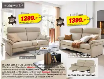 Höffner Wohnwert leder-sofa 2-sitzig mayla Angebot