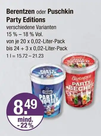 V Markt Berentzen party editions Angebot