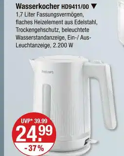 V Markt Philips wasserkocher hd9411/00 Angebot