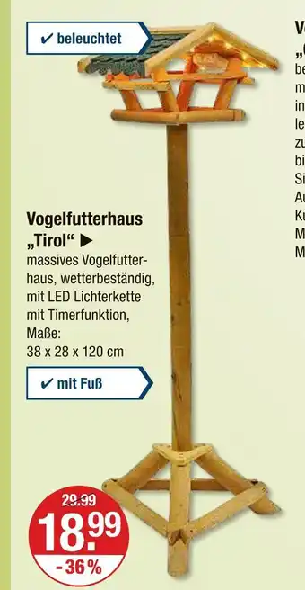 V Markt Vogelfutterhaus „tirol“ Angebot