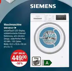 V Markt Siemens waschmaschine wm14n127 Angebot