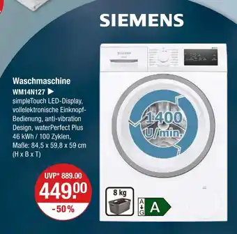 V Markt Siemens waschmaschine wm14n127 Angebot