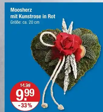 V Markt Moosherz mit kunstrose in rot Angebot