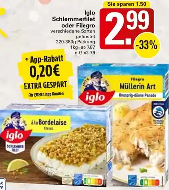 WEZ Iglo Schlemmerfilet oder Filegro Angebot