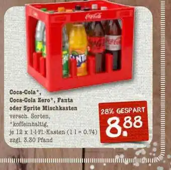 nahkauf Coca-cola, Coca-cola Zero, Fanta, Sprite Mischkasten Angebot