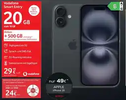 Euronics Berlet APPLE iPhone 16 + Vodafone Smart Entry 20GB Angebot