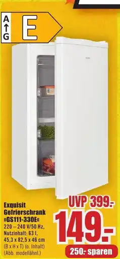 B1 Discount Baumarkt Exquisit Gefrierschrank >>GS111-330E<< Angebot