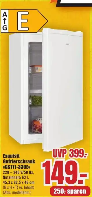 B1 Discount Baumarkt Exquisit Gefrierschrank >>GS111-330E<< Angebot