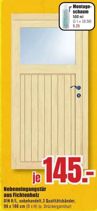 B1 Discount Baumarkt Nebeneingangstür aus Fichtenholz Angebot