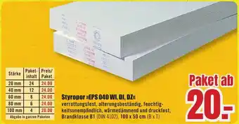 B1 Discount Baumarkt Styropor >>EPS 040 WI, DI, DZ<< Angebot