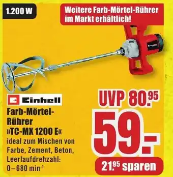 B1 Discount Baumarkt Einhell Farb-Mörtel- Rührer >>TC-MX 1200 El Angebot