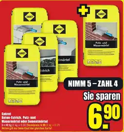 B1 Discount Baumarkt SAKRET Beton-Estrich, Putz- und Mauermörtel oder Zementmörtel Angebot