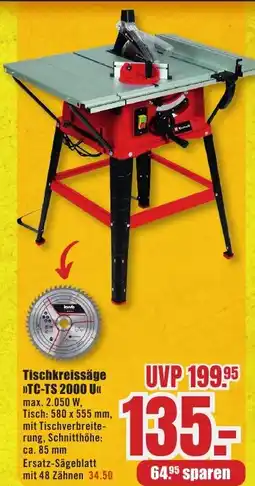 B1 Discount Baumarkt Tischkreissäge >>TC-TS 2000 U< Angebot