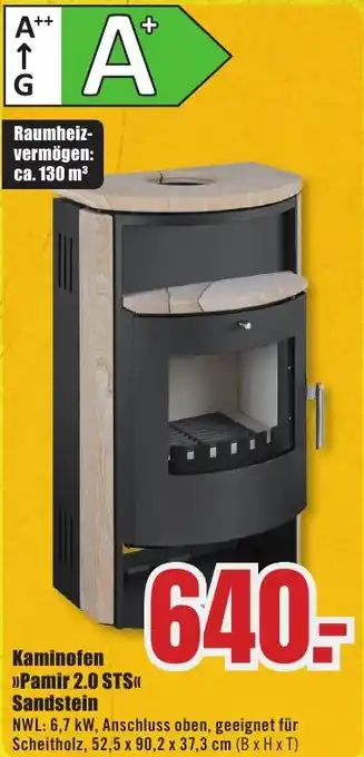 B1 Discount Baumarkt Kaminofen >>Pamir 2.0 STSII Sandstein Angebot