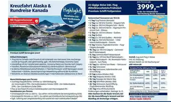 Aldi Süd Reisen Kreuzfahrt Alaska & Rundreise Kanada Angebot