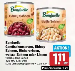 AEZ Bonduelle Gemüsekonserven, Kidney Bohnen, Kichererbsen, weisse Bohnen oder Linsen Angebot