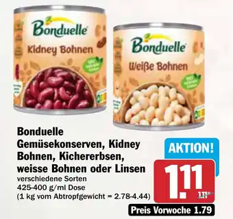 AEZ Bonduelle Gemüsekonserven, Kidney Bohnen, Kichererbsen, weisse Bohnen oder Linsen Angebot