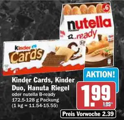 AEZ Kinder Cards, Kinder Duo, Hanuta Riegel oder nutella B-ready Angebot