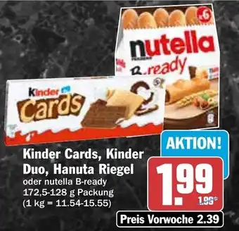 AEZ Kinder Cards, Kinder Duo, Hanuta Riegel oder nutella B-ready Angebot