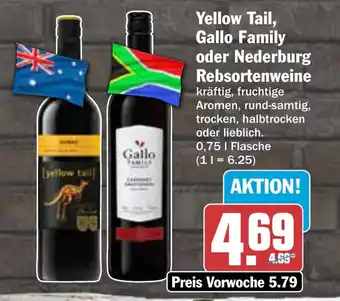 AEZ Yellow Tail, Gallo Family oder Nederburg Rebsortenweine Angebot
