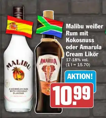 AEZ Malibu weißer Rum mit Kokosnuss oder Amarula Cream Likör Angebot