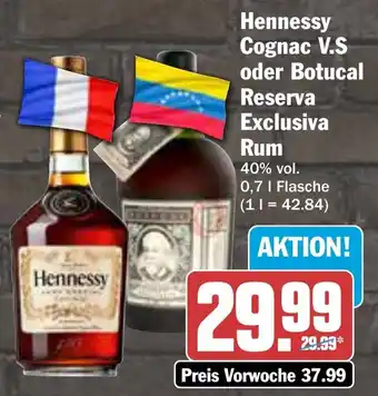 AEZ Hennessy Cognac V.S oder Botucal Reserva Exclusiva Rum Angebot