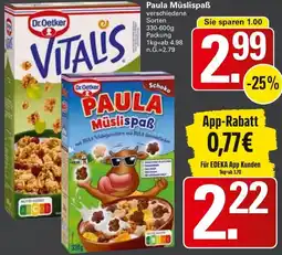 WEZ Dr. Oetker Vitalis oder Paula Müslispaẞ Angebot
