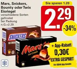 WEZ Mars, Snickers, Bounty oder Twix Eisriegel Angebot