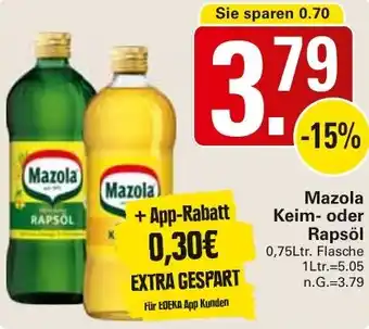 WEZ Mazola Keim- oder Rapsöl Angebot