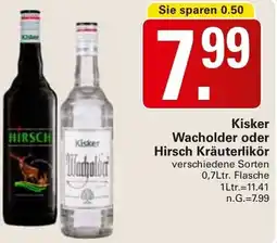 WEZ Kisker Wacholder oder Hirsch Kräuterlikör Angebot