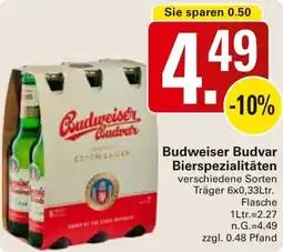 WEZ Budweiser Budvar Bierspezialitäten Angebot
