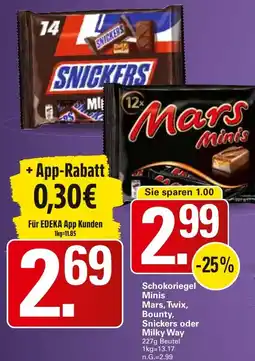 WEZ Schokoriegel Minis Mars, Twix, Bounty, Snickers oder Milky Way Angebot