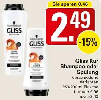 WEZ Gliss Kur Shampoo oder Spülung Angebot