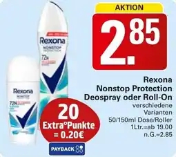 WEZ Rexona Nonstop Protection Deospray oder Roll-On Angebot