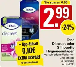 WEZ Tena Discreet oder Silhouette Hygieneeinlagen Angebot