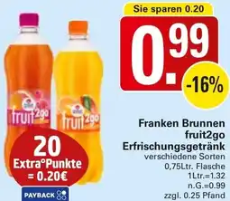 WEZ Franken Brunnen fruit2go Erfrischungsgetränk Angebot