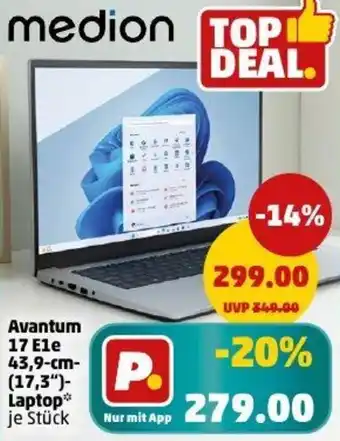 PENNY Medion Avantum 17 E1e 43,9 cm (17,3") Laptop Angebot