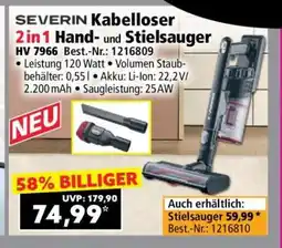 Norma SEVERIN Kabelloser 2in1 Hand- und Stielsauger Angebot