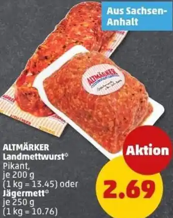 PENNY ALTMÄRKER Landmettwurst oder Jägermett Angebot
