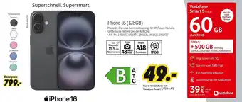 MEDIMAX iPhone 16 (128GB) + Vodafone Smart S Angebot