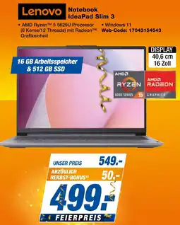 expert Techno Land Lenovo Notebook IdeaPad Slim 3 Angebot