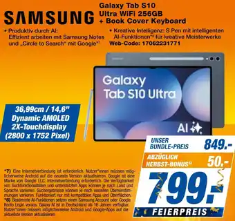 expert Techno Land SAMSUNG Galaxy Tab S10 Ultra WiFi 256GB + Book Cover Keyboard Angebot
