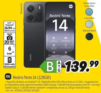 MEDIMAX Xiaomi Redmi Note 14 (128GB) Angebot