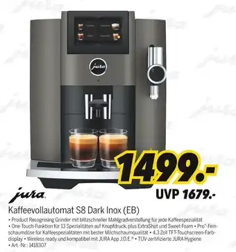 MEDIMAX jura Kaffeevollautomat S8 Dark Inox (EB) Angebot