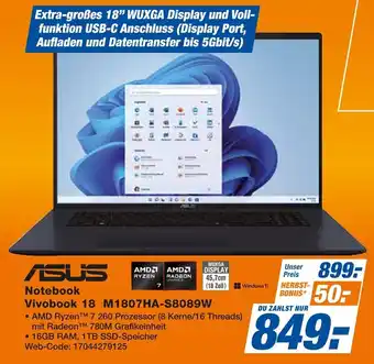 Expert asus Notebook Vivobook 18 M1807HA-S8089W Angebot