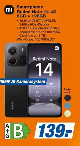 Expert Xiaomi Smartphone Redmi Note 14 4G 6GB + 128GB Angebot