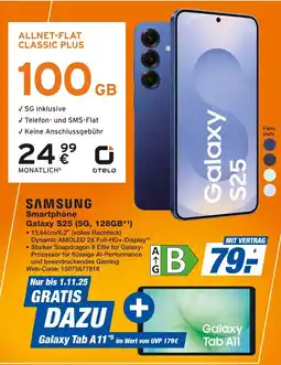 Expert SAMSUNG Smartphone Galaxy S25 (5G, 128GB*1) + ALLNET-FLAT CLASSIC PLUS Angebot