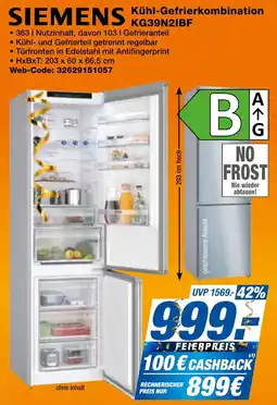 expert Techno Land SIEMENS Kühl-Gefrierkombination KG39N2IBF Angebot