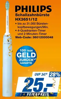 expert Techno Land PHILIPS Schallzahnbürste HX3651/12 Angebot