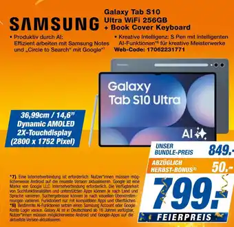Expert Samsung galaxy tab s10 ultra wifi 256gb + book cover keyboard Angebot